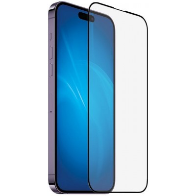 Закаленное стекло с цветной рамкой (fullscreen+fullglue) для iPhone 14 Pro DF iColor-33 (black)