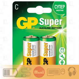 Батарейка GP Super LR14 C BL2 Alkaline 1.5V (2/20/160)